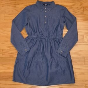 Lands' End Long Sleeve Denim Dress Size XL 14/16 EUC
